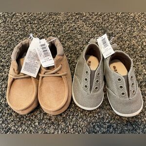 Old Navy Baby Tan and Gray Soft Sole Shoe Bundle